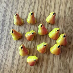 Vintage La Mode Realistic Hard Plastic Fruit Buttons Pears Germany Lot Of 12
